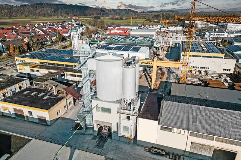 Liebherr mixing tower supplies quality concrete for crane ballast weights