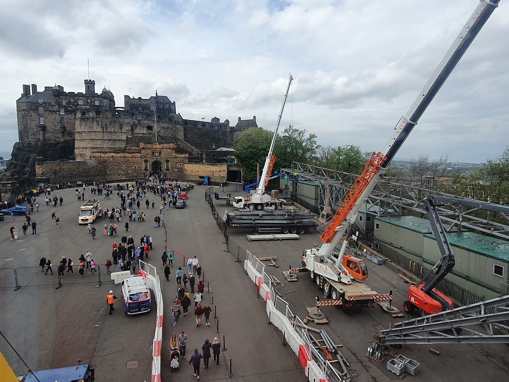 Tadano all terrain cranes set up stands for storied Festival in Edinburgh