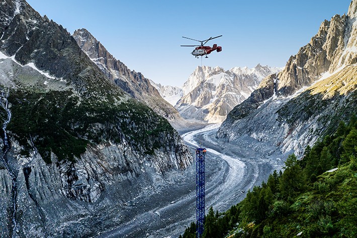 Liebherr "flat-top" crane at work on Mont Blanc