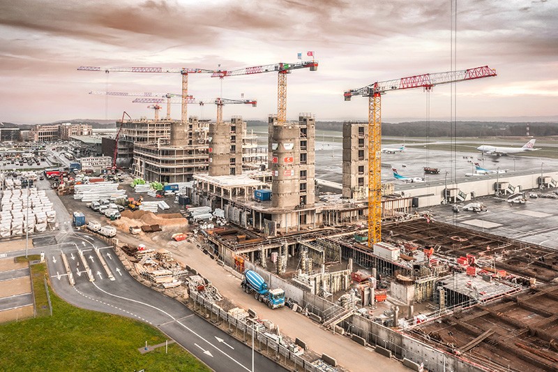 Liebherr cranes build sustainable office building at Luxembourg Airport