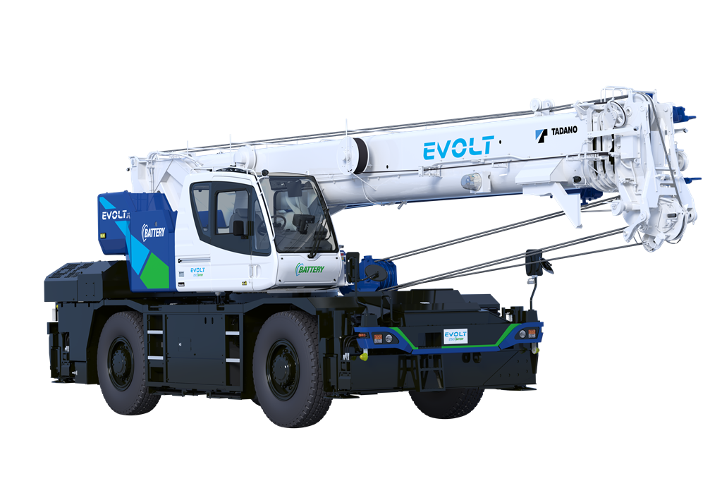 The Tadano electrified rough terrain crane EVOLT eGR-250N for the Japanese market