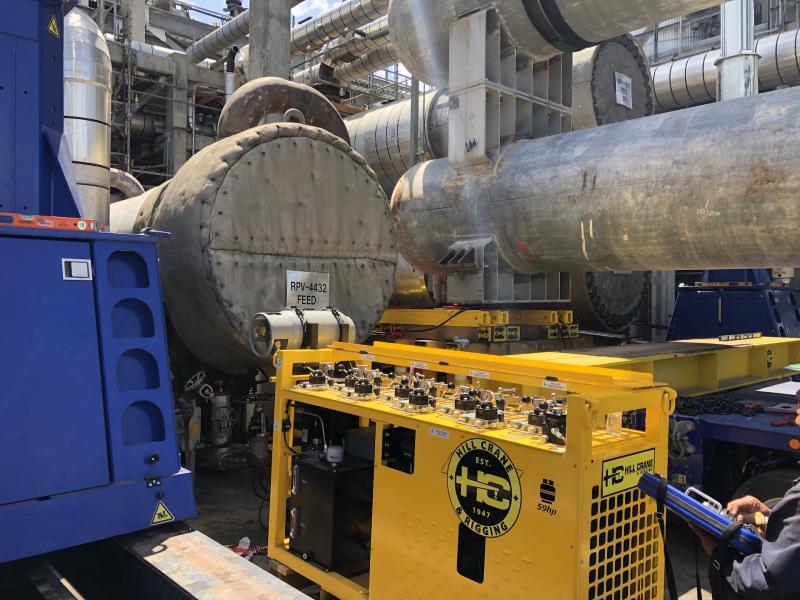 Hill Crane & Rigging uses Hydra-Slide System for stacked heat exchanger change-out