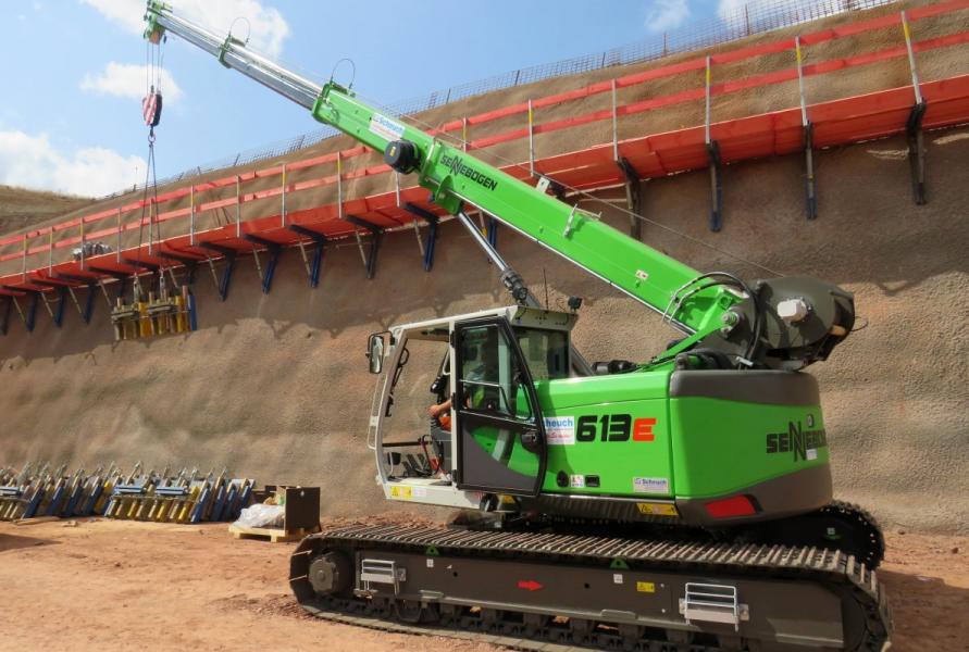 Sennebogen 16 tons telescopic crawler crane from Sennebogen supported in 3rd construction phase