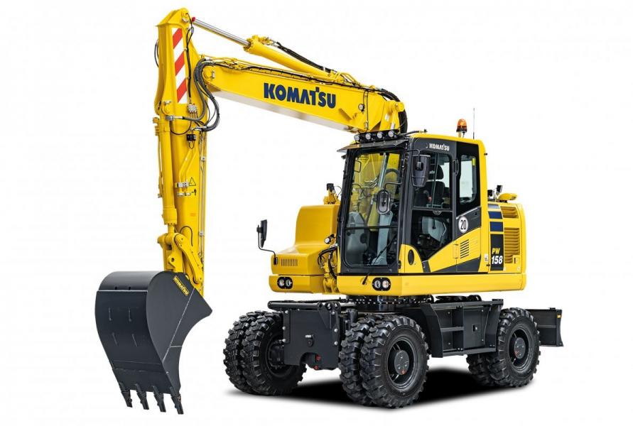 The new Komatsu PW158-11 wheeled excavator